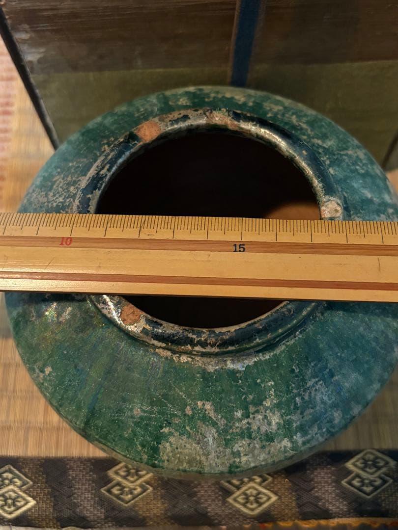 骨董　緑釉壺　古代出土品　漢時代　中国美術　古美術