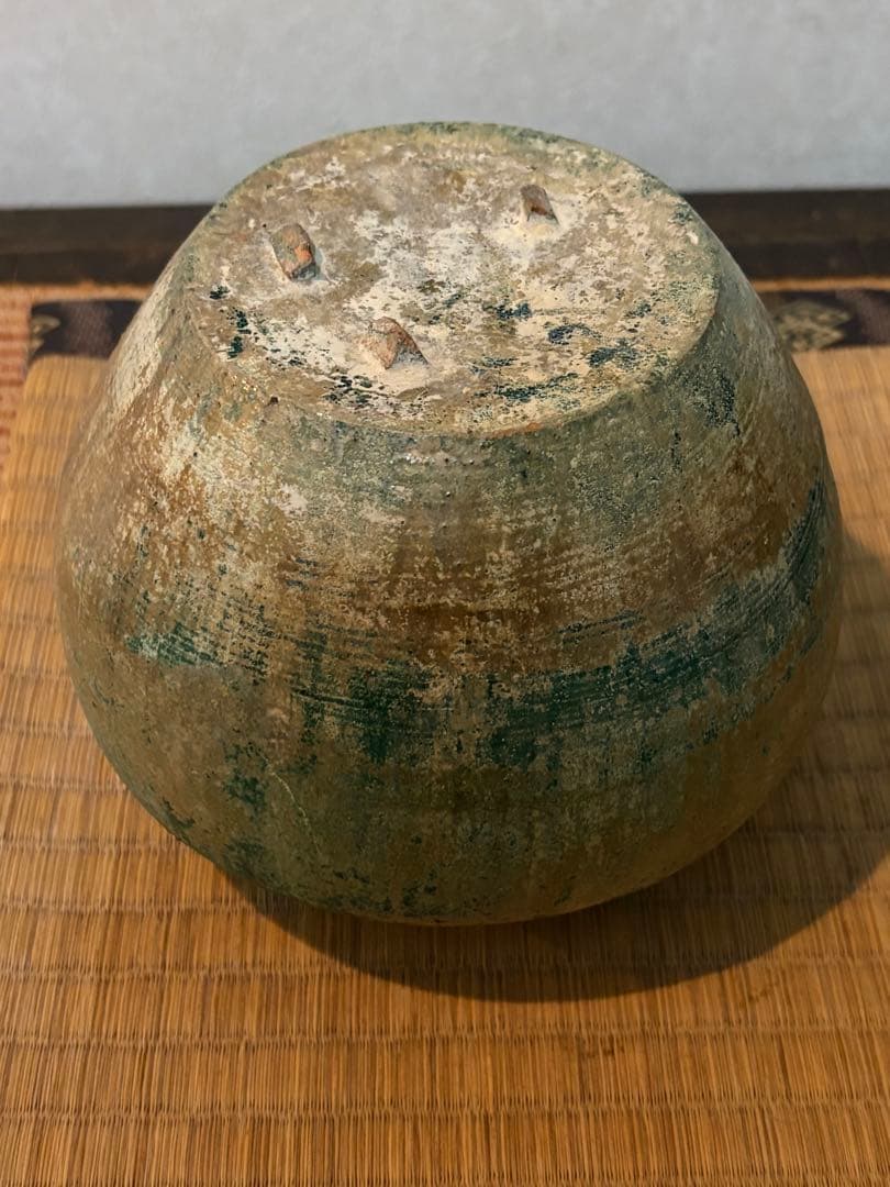 骨董　緑釉壺　古代出土品　漢時代　中国美術　古美術