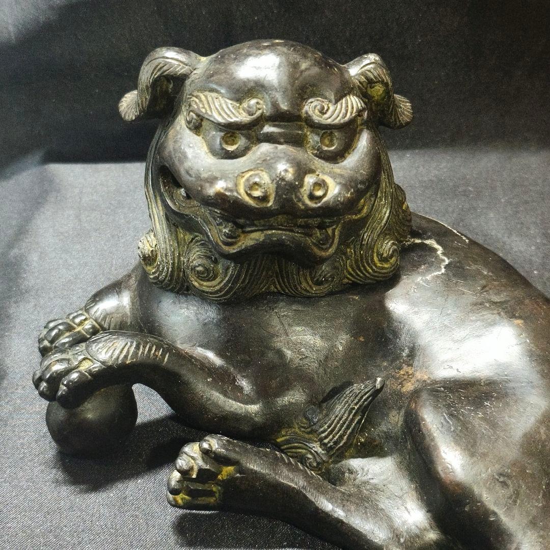 中国古美術 古銅宣徳香炉 臥獅炉 時代物 香道骨董 コレクター放出美品 茶道具