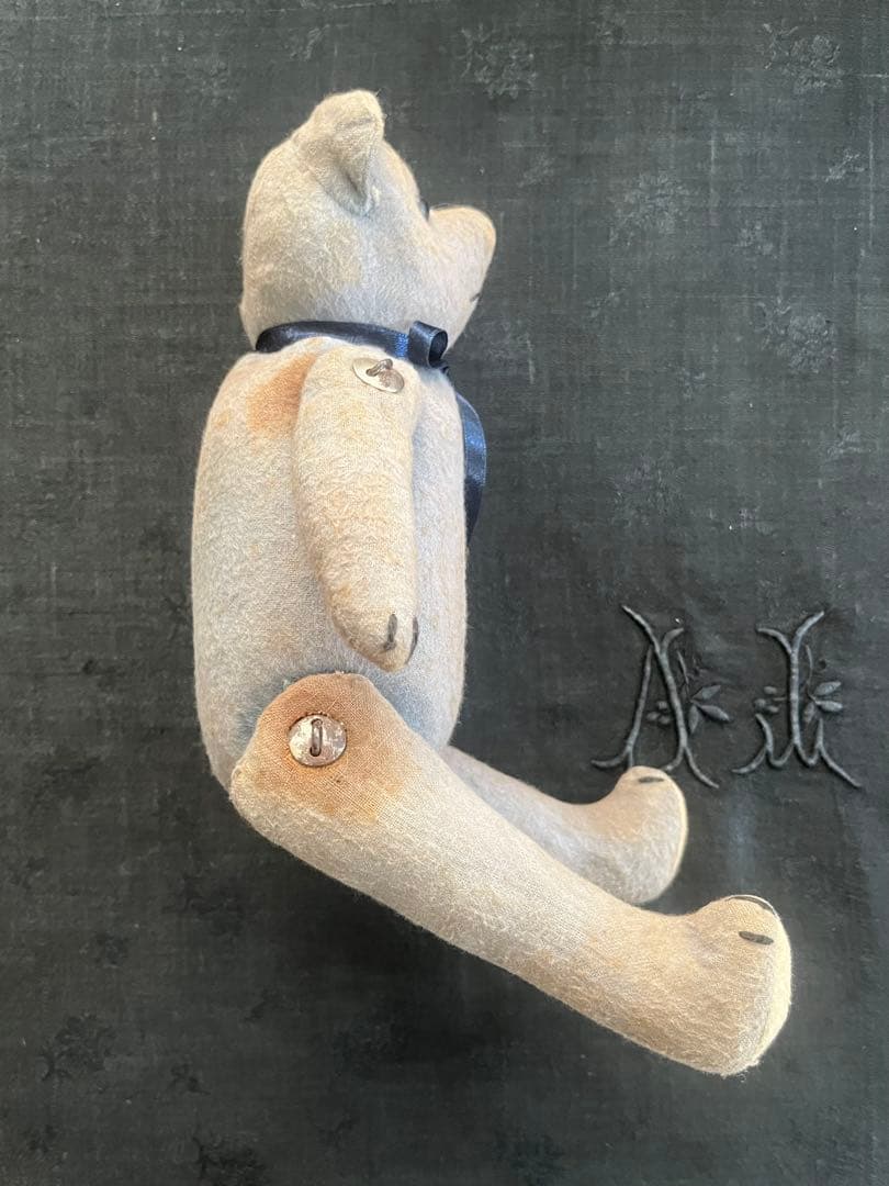 アンティークヴィンテージテディベア ぬいぐるみ陶器人形フランスレースボタンセット