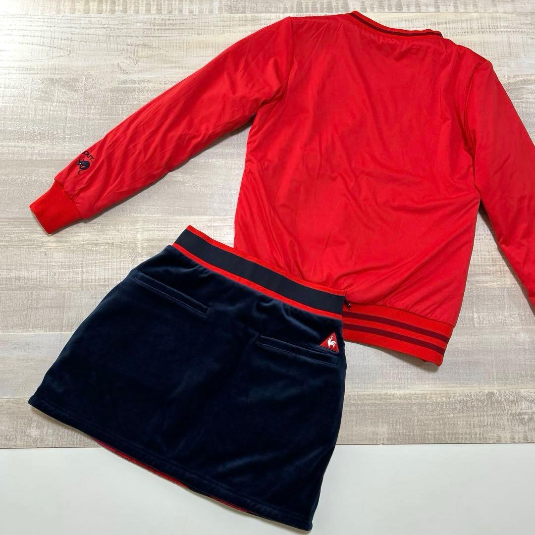 ルコックスポルティフゴルフ★猫柄★セットアップ★中綿★リバーシブル★【サイズS】