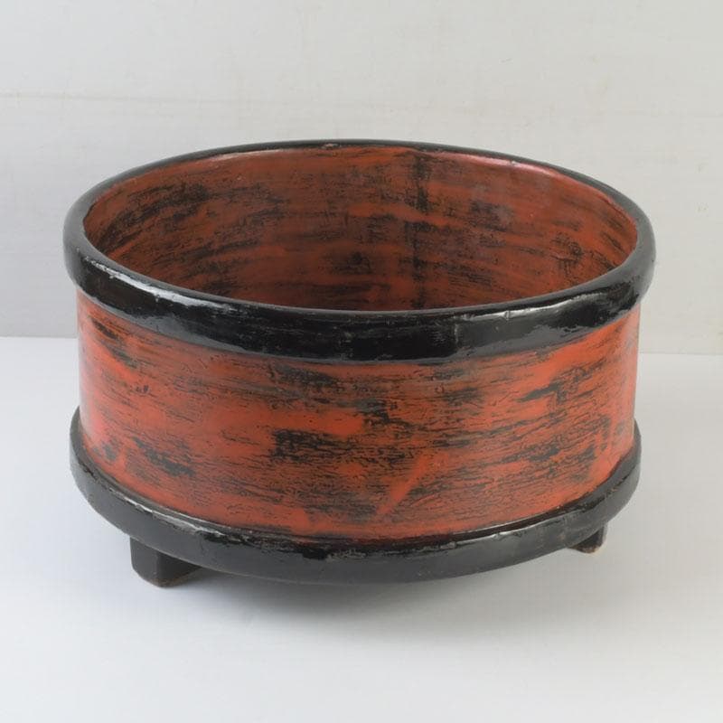 時代古民具　漆塗　三足桶　M　9839A