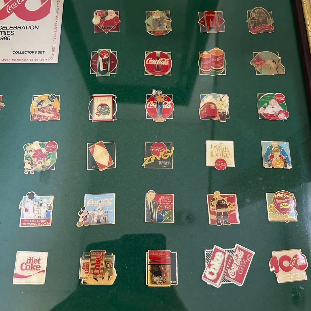 コカ・コーラ ピンバッジセット 額装品/ 100周年 1886-1986 限定品