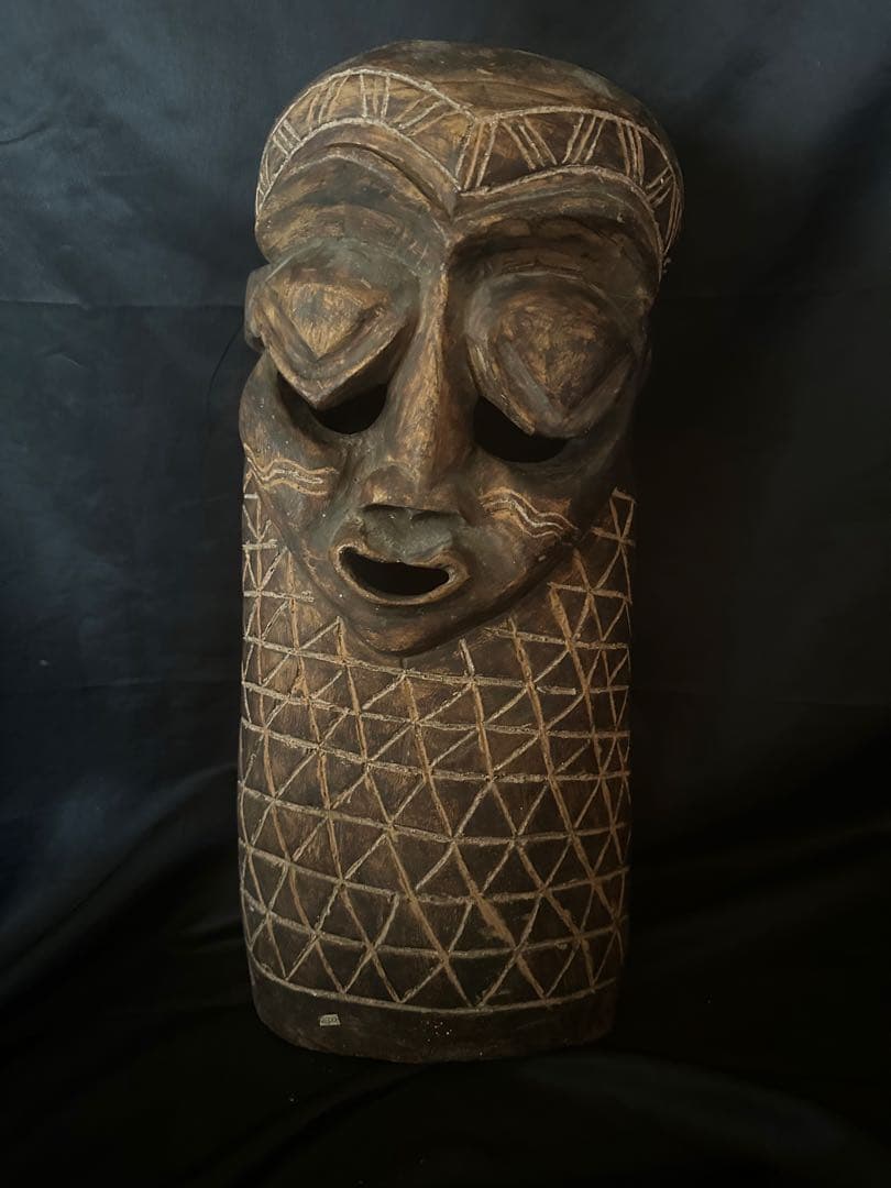 アフリカ コンゴ 木製 幾何学紋様 仮面／アンティーク／マスク