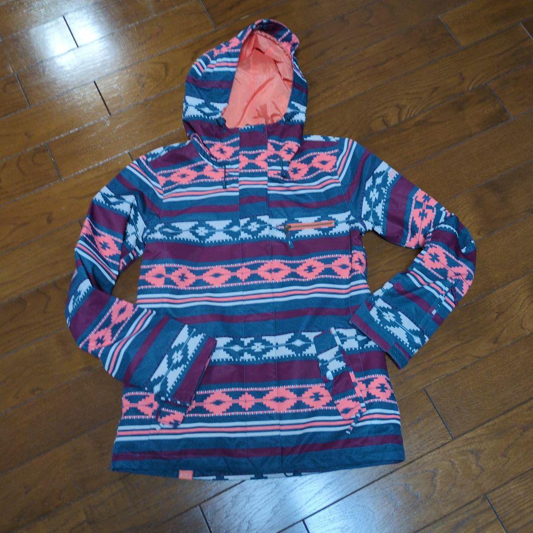 【美品】ROXY　スノボウェア　上下セット　総柄　オルテガ柄　ピンク　Ｓ