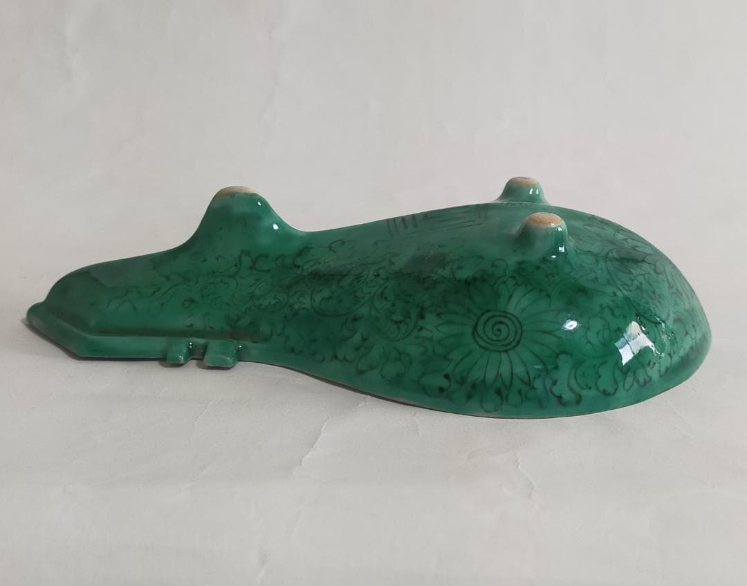 古九谷吉田屋青九谷琵琶形三足盛付皿