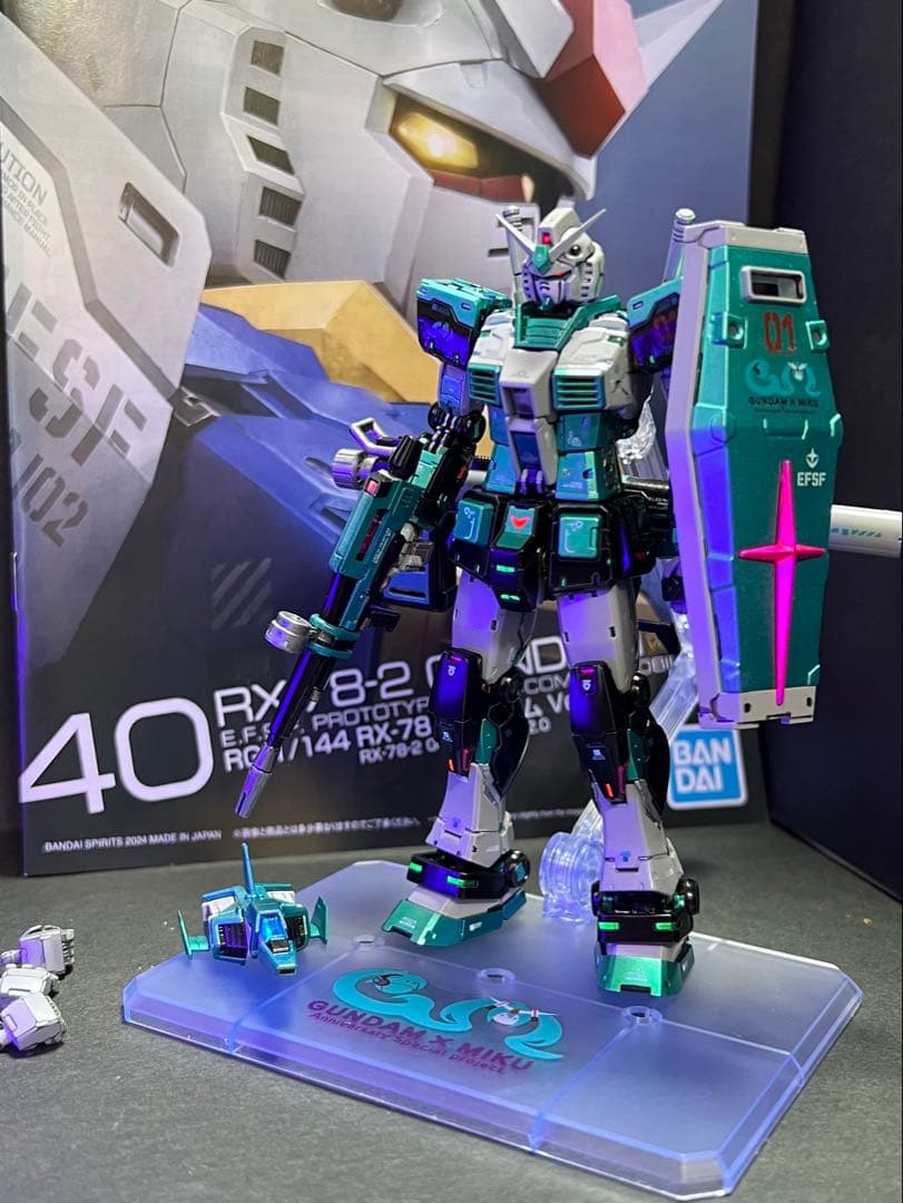 RG 1/144 RX-78-2ガンダムVer.2.0塗装完成品初音ミクカラー