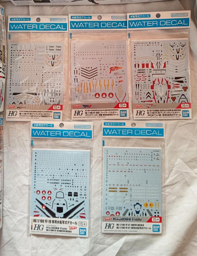 未組立 HG 時空要塞マクロス 6種+拡張セット+水転写式デカール5種