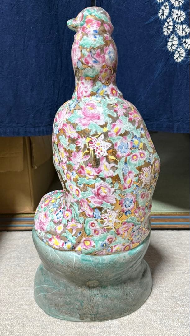 中国　景徳鎮1950年代製　浄瓶観音像　高さ約51.3cm 粉彩　送料込1218