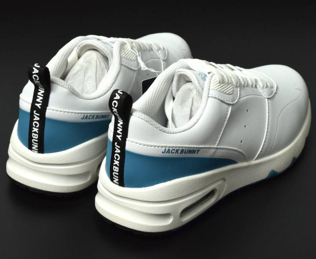 ジャックバニー エアーソール ゴルフシューズ 23.5 ホワイト×ターコイズ