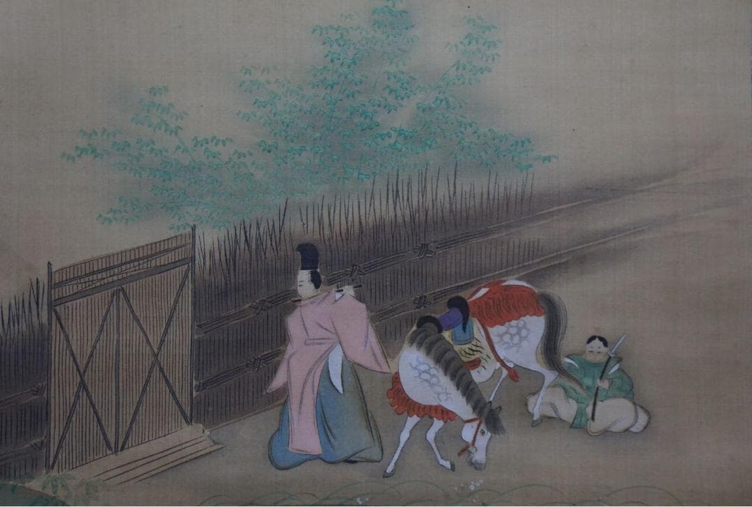 2幅 土佐光起 石山寺観月図 平安人物図 土佐家中興の祖 肉筆 落款 掛け軸