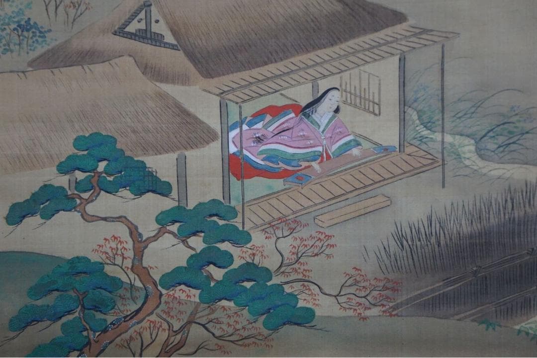 2幅 土佐光起 石山寺観月図 平安人物図 土佐家中興の祖 肉筆 落款 掛け軸