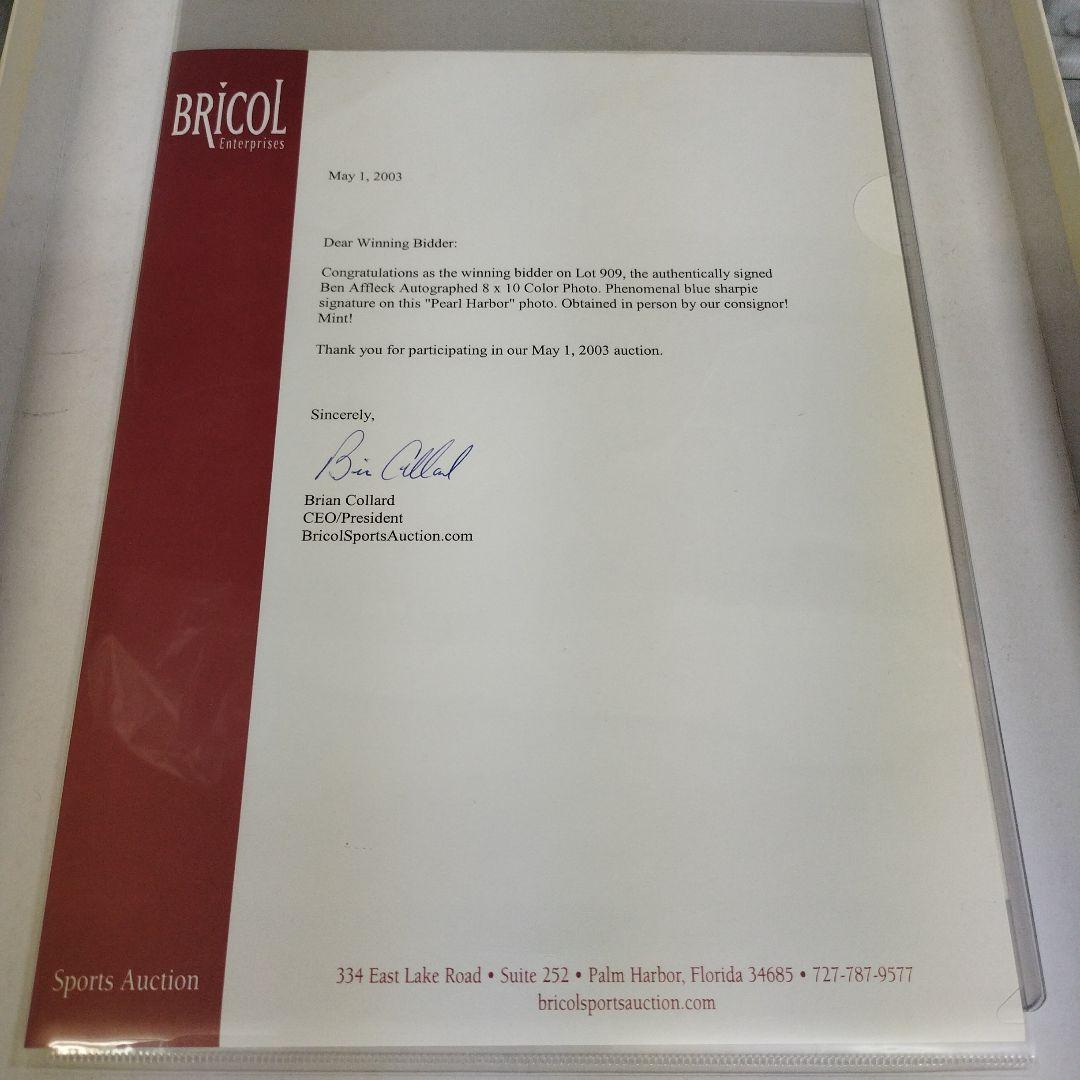 映画　パールハーバー　ベン・アフレック　直筆サイン入り8Ｘ10フォト 証明書付き