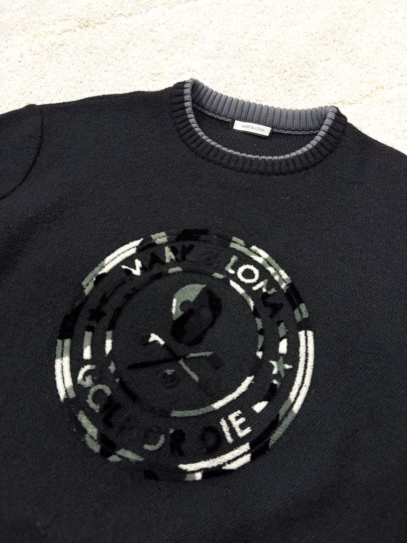 MARK&LONA ニット カモフラージュサークルロゴ セーター
