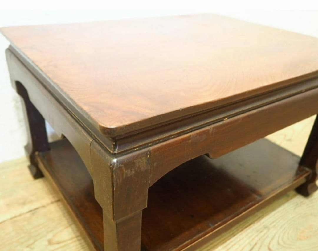 1082 アンティーク　欅のローテーブル　座卓　ちゃぶ台　骨董　レトロ　陳列台