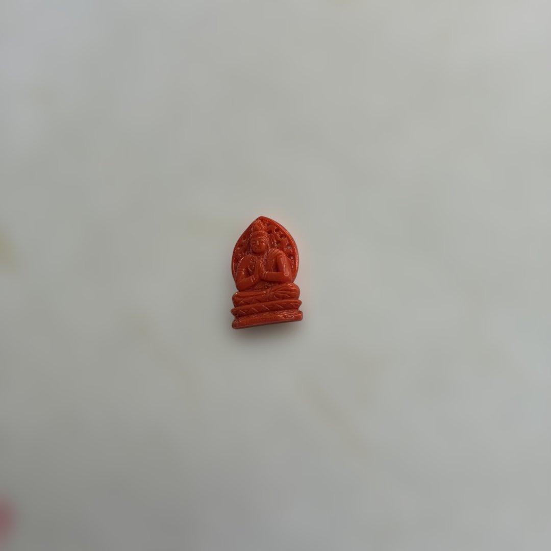 【名工 谷口康隆 作】天然珊瑚 大日如来 彫刻 2cm 百貨店購入 お守り 珊瑚