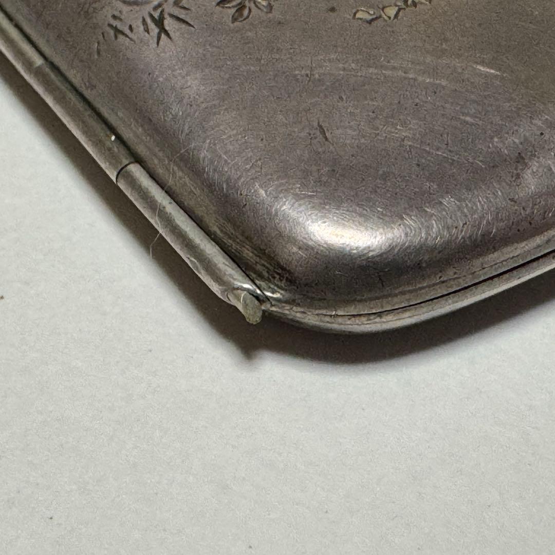 彫金 雉（キジ）ペア図 シガレットケース 金工細工 美秀刻