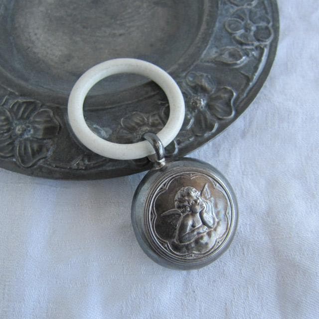 シルバー銀製 ラトル 天使 がらがら ベビー フランスアンティーク