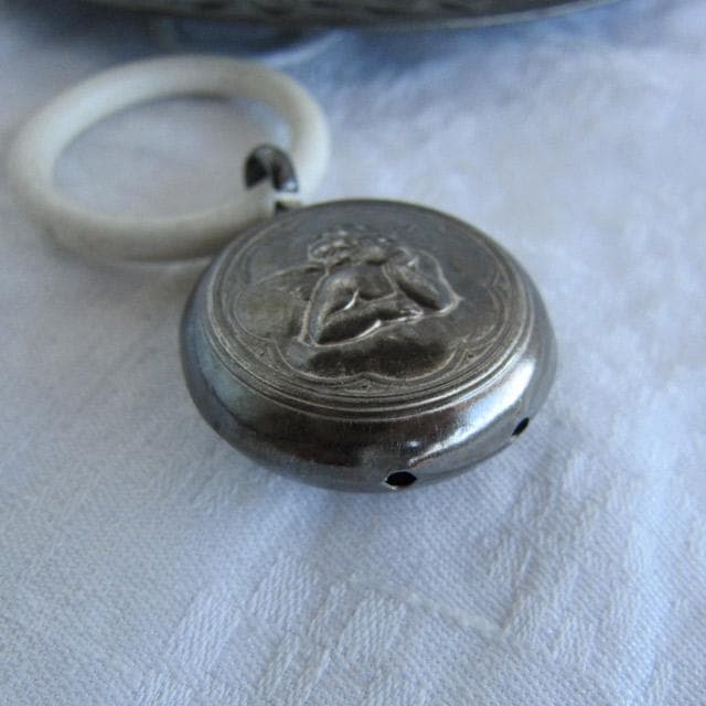 シルバー銀製 ラトル 天使 がらがら ベビー フランスアンティーク