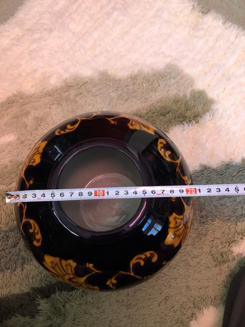 花瓶 九谷焼 東方四十吉 深厚釉唐草文花器 高さ約20cm