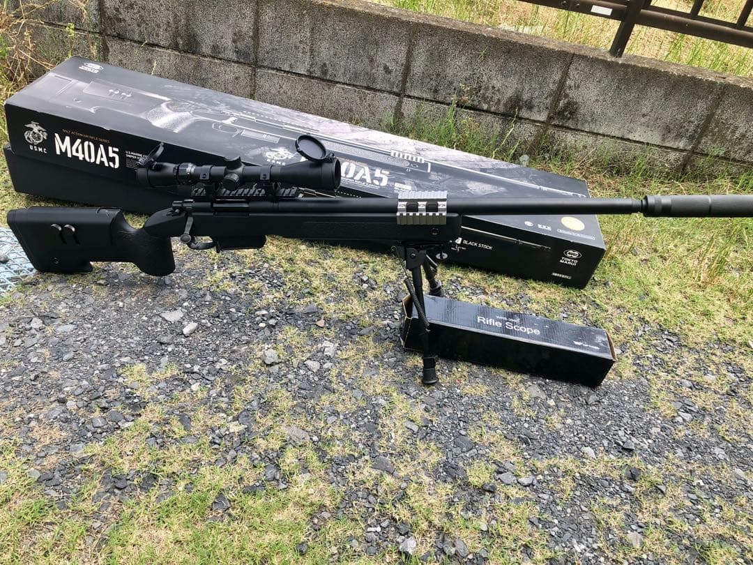 東京マルイ製　エアコッキングライフル　m40A5 スコープバイポッドサプレッサー