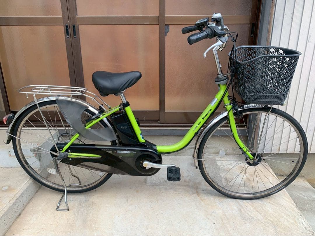 電動自転車　No.6802 パナソニック ビビDX 26インチ 黄緑　神戸　大阪