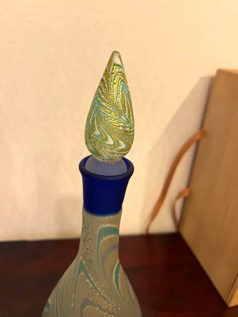 【希少・美品】石井康治 流水ボトル 手吹き硝子 共箱つき