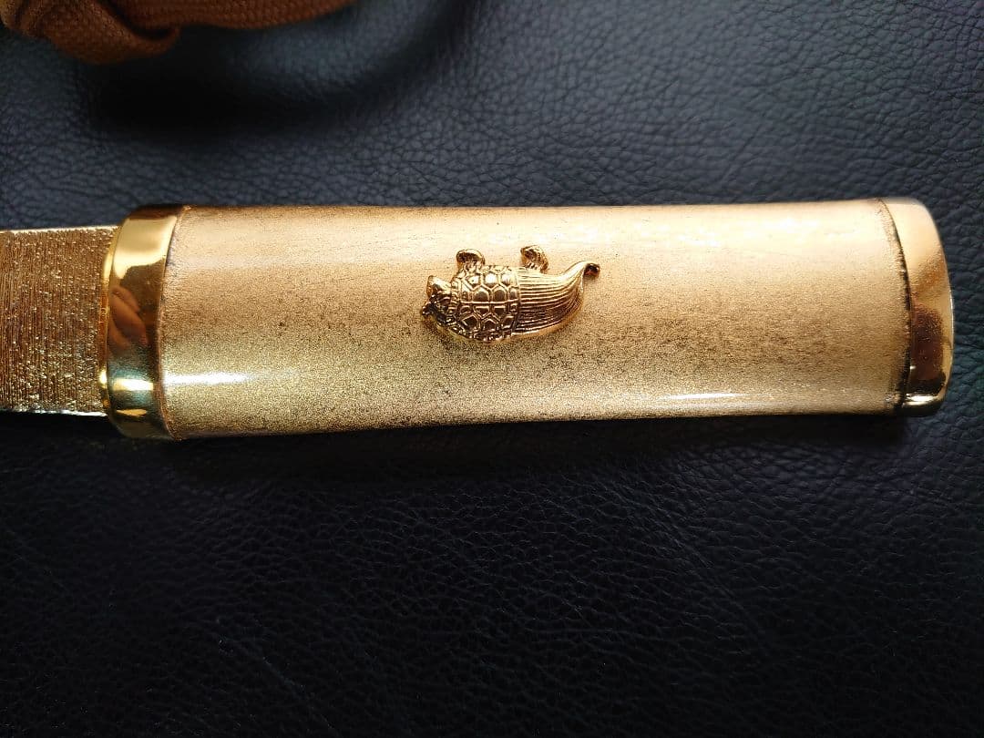 【希少】フランクリンミント長寿守刀 蓑亀図目貫純金仕上げ模造刀 桐箱付き