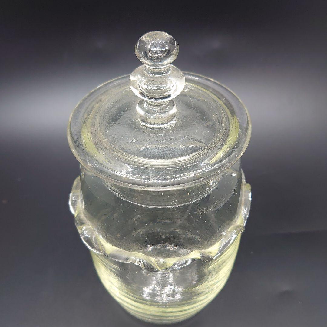 【倉敷ガラス】小谷眞三作 吹きガラス クリア蓋付き瓶