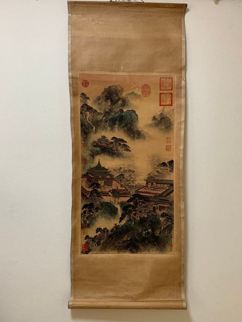 清国　大型　古美術　乾隆三希堂封印　名家 【仇英 】 氏の書卷绘　掛け軸　美術品