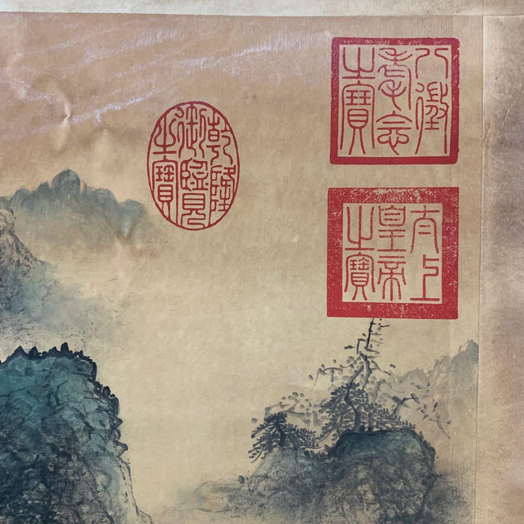 清国　大型　古美術　乾隆三希堂封印　名家 【仇英 】 氏の書卷绘　掛け軸　美術品