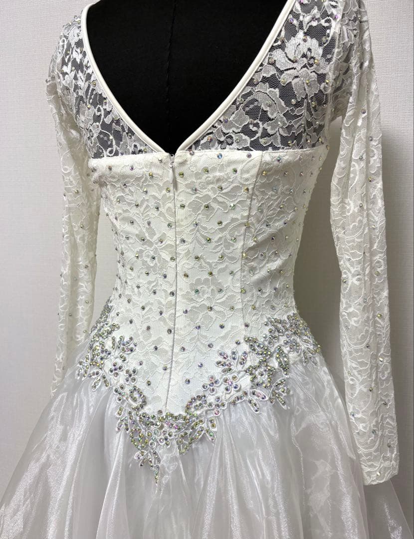 【限定特価】社交ダンスワンピース　準正装　パーティワンピース　ホワイト