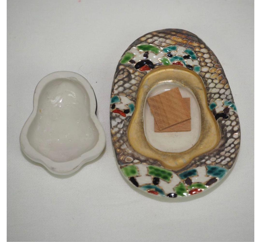 送料無料　京焼茶道具作家 与平造 金銀小判百福香合　共箱　香道具茶道具