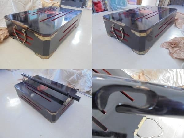 AKa6772　黒地朱定紋入　魚保管箱？　詳細不明