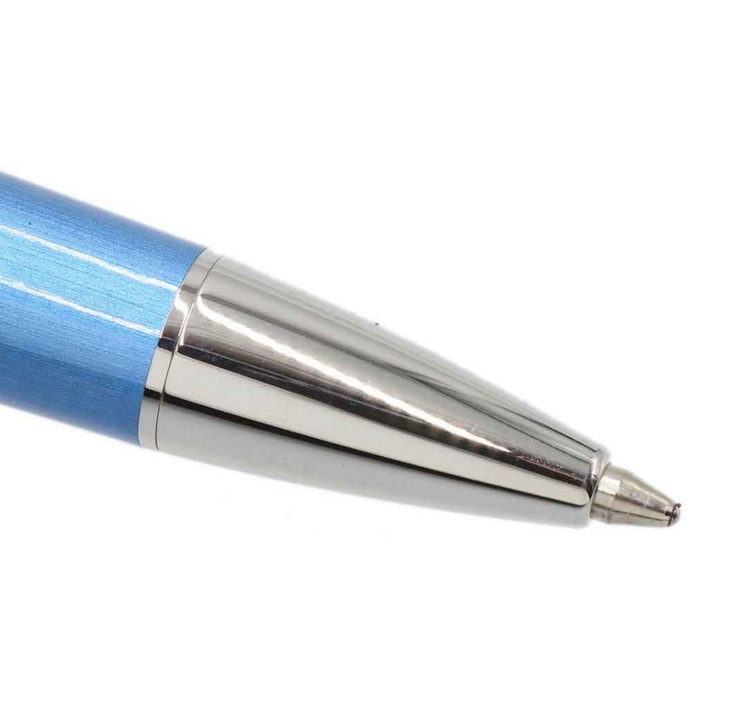 N2547 新同 カルティエ ロゴチャーム ボールペン ブルー×シルバー