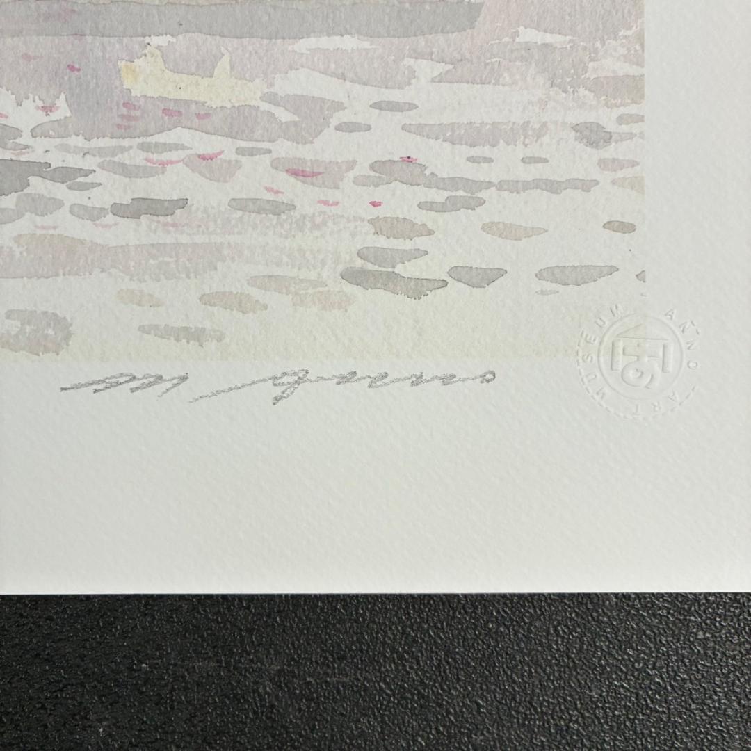 美品 安野光雅「イギリス/スカボロー」水彩画複製 安野光雅美術館発行 限定品