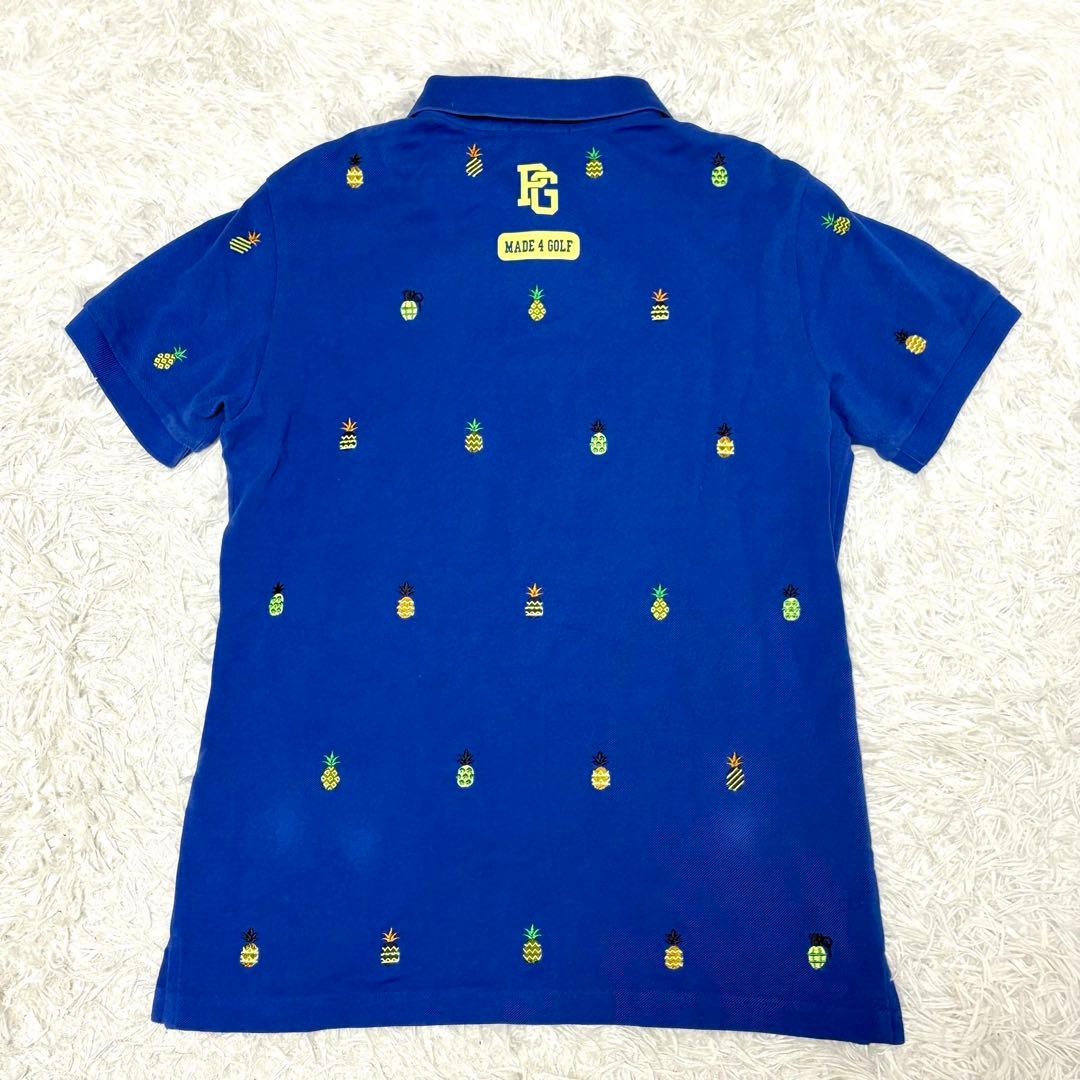 【極美品】パーリーゲイツ　半袖ポロシャツ　ブルー　パイナップル　ゴルフ M