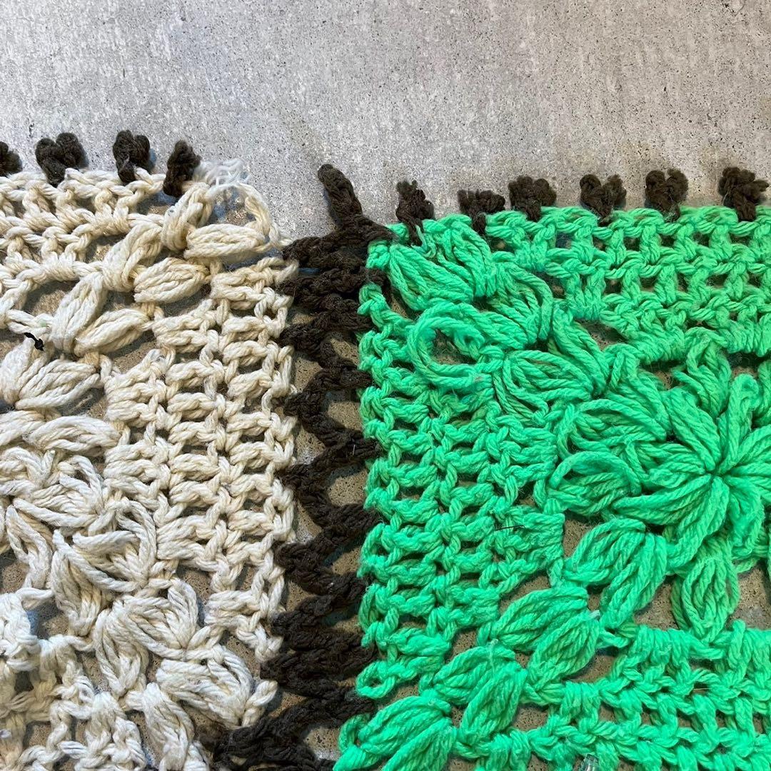 【USA vintage】グラニーブランケット　スクエア　グリーン　大判サイズ