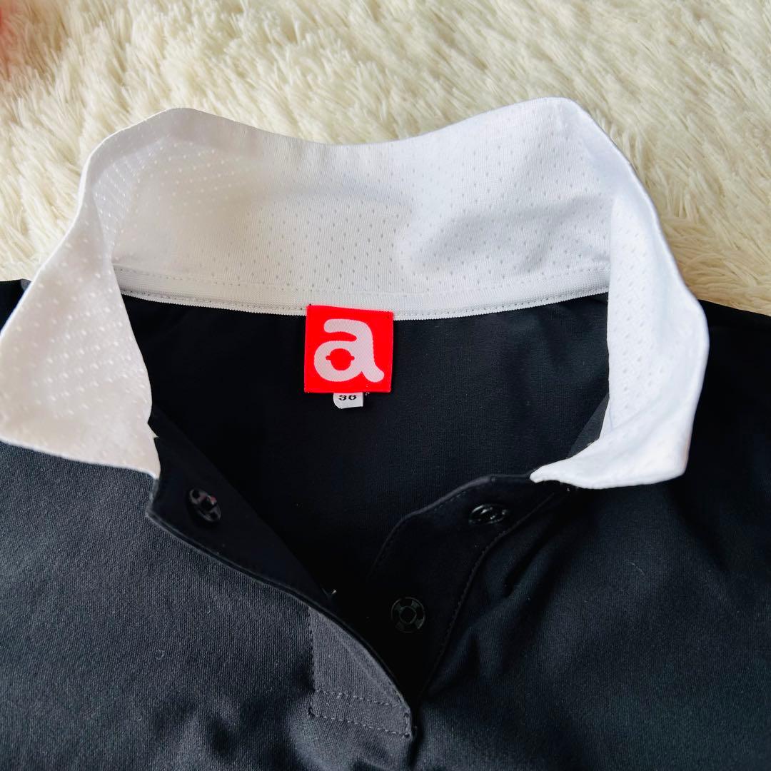 【美品】アルチビオレディース 半袖ポロシャツ 36（S）黒ブラック ロゴ入り