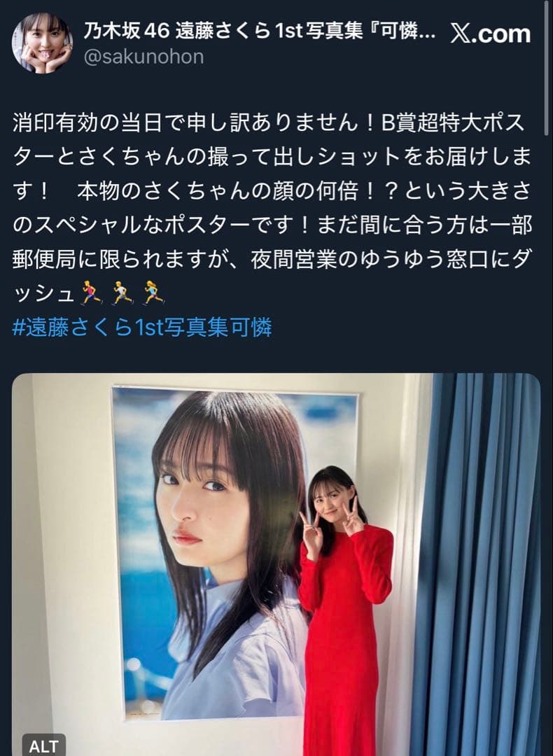 乃木坂46 遠藤さくら 写真集 【可憐 】直筆サイン入りポスター 当選通知書付