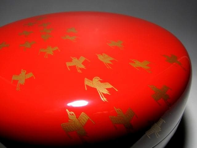 千家十職 塗師 中村宗哲 波千鳥喰籠 裏千家十四代 淡々斎花押　　　　e143