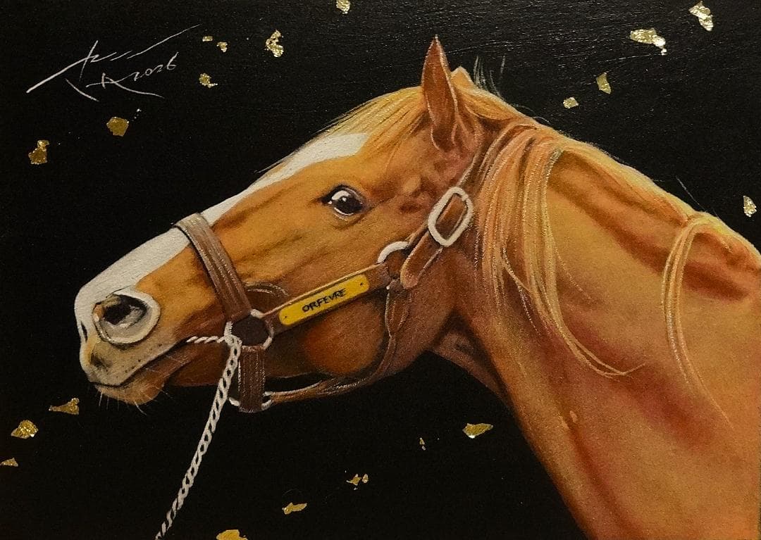 上鈴木正一 油彩画 B4『オルフェーヴル3』新作原画 超・超オススメの作品!!