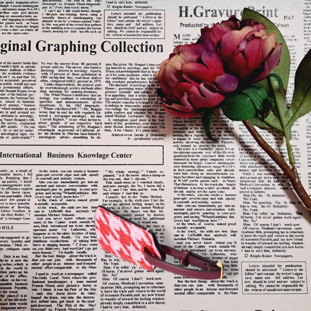 COACH ラゲッジタグ 千鳥格子柄 Luggage Tag ピンク レッド