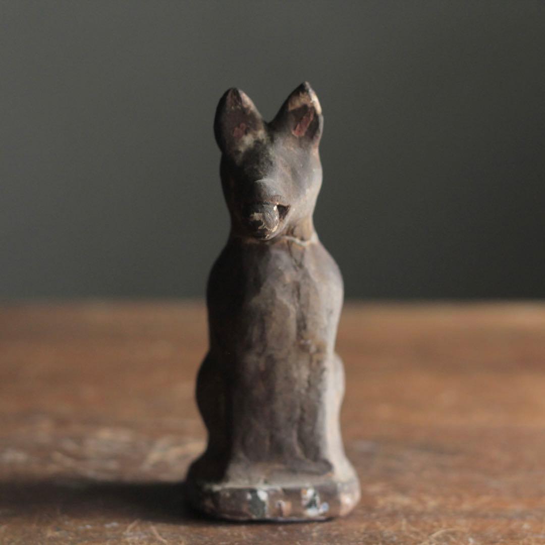 古い 土人形 お稲荷さん 割れ補修あり 郷土人形 民芸 古道具 アンティーク 狐