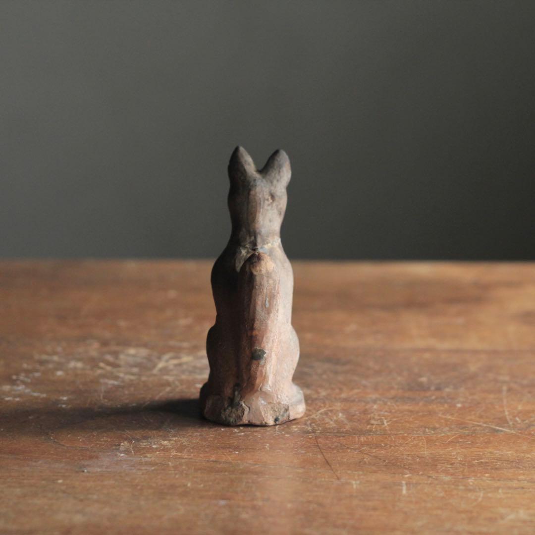 古い 土人形 お稲荷さん 割れ補修あり 郷土人形 民芸 古道具 アンティーク 狐