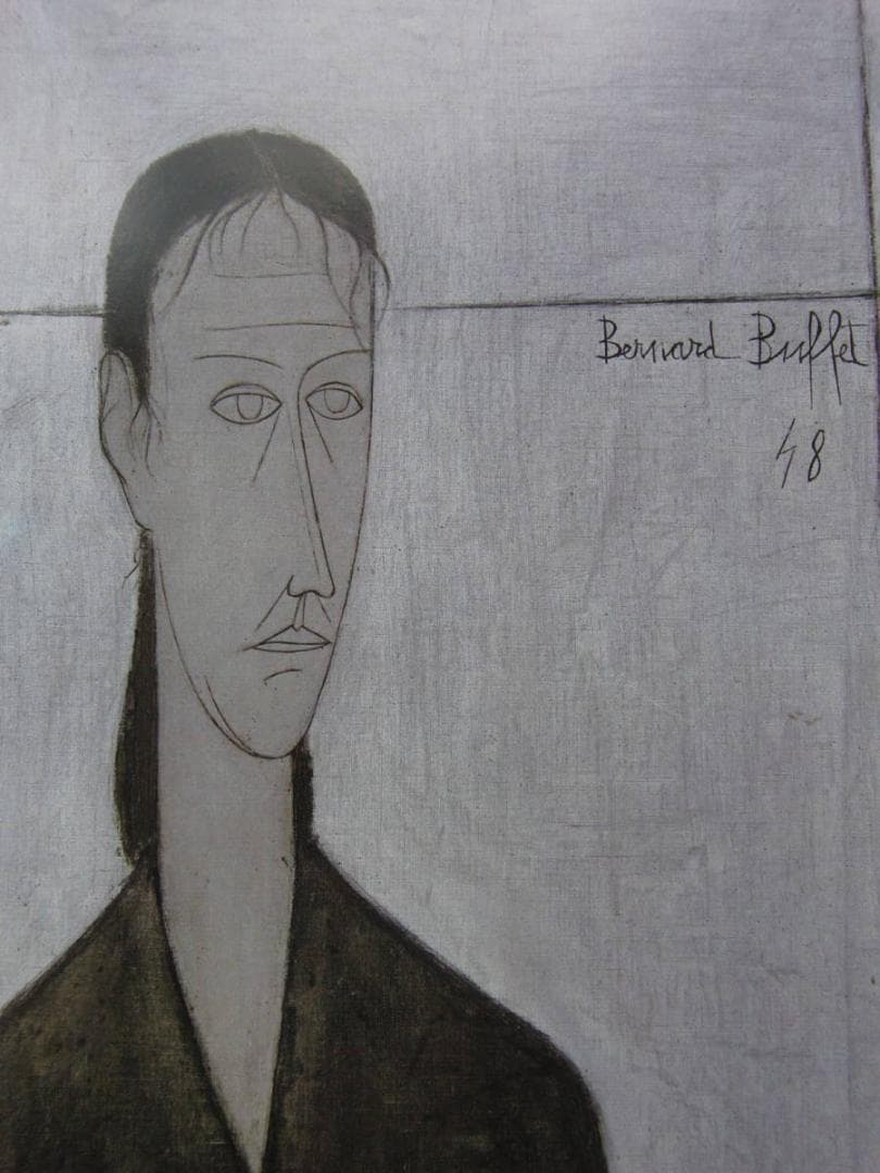 ベルナール・ビュッフェ、【Jeune femme】、希少な額装用画集より