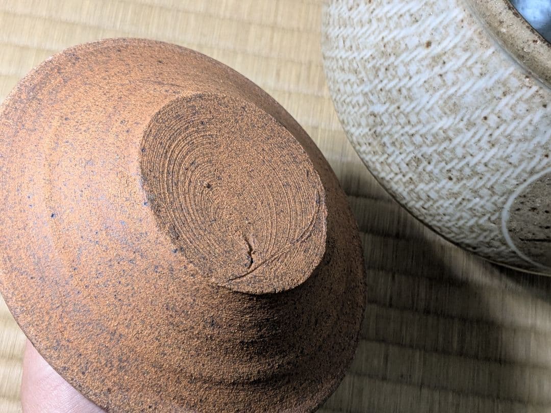 人間国宝 島岡達三 地釉象嵌縄文水指 益子焼