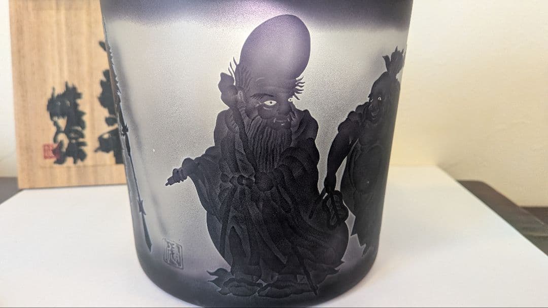 『七福神』水指　茶道具　硝子ガラス義山布袋恵比寿大黒天毘沙門天弁財天福禄寿寿老人