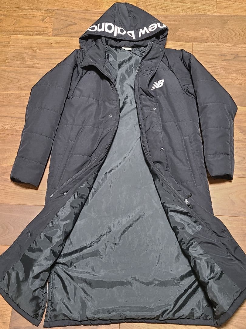 new balance フード付きロングベンチコート ブラック　S　美品