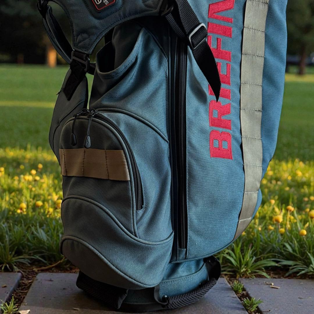 ブリーフィング　キャディバッグ　ショルダー式　スタンド式　軽量　デニム調　ブルー